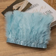 1 yarda de Ribete de tela con plumas de pavo totalmente emplumadas de estilo clásico, accesorio DIY hecho a mano y colorido para decoración de Halloween, fiesta festiva, boda, disfraz de baile, bolso, tocado, decoración de manga