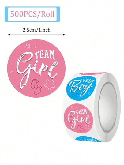 500 peças/rolo de adesivos para festa de revelação de gênero, adesivos para selar sacolas de presente, decorações de festa, decorações para casa, presentes