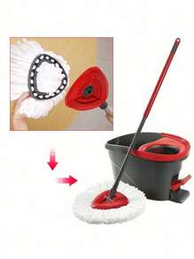 1pc Thick Fiber Cloth Replacement Cover For Triangle Spin Mop1 - White - View 3