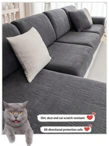 1pc Plush Fabric Anti-Slip Sofa Seat Cover Cushion, Soft And Skin-Friendly, Pet-Friendly Design, Fits L-Shaped Sofa, 1/2/3/4-Seat Sofas, Simple And Modern Style, Suitable For All Seasons (Sold Individually) - Dark Grey - View 9