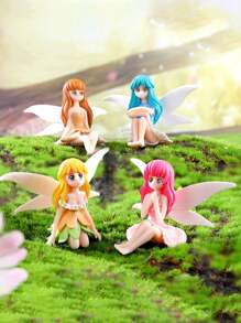 4 件迷你仙女花园配件、小仙女雕像、仙女花园、花盆、花园棒、家居装饰、生日装饰、女孩飞翼雕像、4 件、迷你仙女雕像 - 4 个小仙女装饰树脂迷你仙女雕像 DIY 精灵仙女花园盆栽盆景微型景观工艺装饰配件、情人节派对装饰、万圣节装饰、万圣节派对用品 - 彩色 - 查看 4