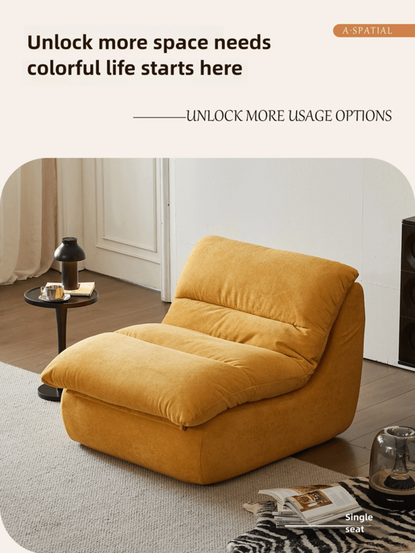 Single Sofa, One-Piece Sponge,Upholstered,Living Room Corner Sofa Saves Space, Bedroom Teddy Velvet Sofa Without Armrests