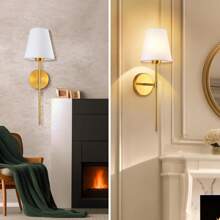 2 Sets Vintage Industrial Style Wall Lamps, Gold/Black Color, Bathroom Vanity Lights With White Shades, Suitable For Bedroom, Living Room, Hallway, Kitchen (Bulbs Not Included) - Wall Mount - View 1