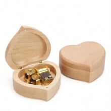 1 szt. Drewniana pozytywka w kształcie serca, w pełni mechaniczna, ręczna obsługa bez baterii, odpowiednia na urodziny, wesele, uroczystości festiwalowe, spersonalizowany prezent - Pozytywka w kształcie serca - Zobacz 7