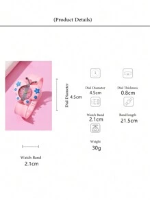 Cute Butterfly Pattern Quartz Kids Cartoon Slap Wrist Watch - Pink - View 4