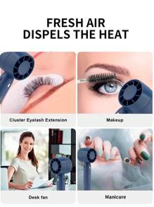 1pc Portable USB Rechargeable Mini Fan, 3-Speed Adjustable Quiet Handheld Fan For Eyelash Extension Drying, Air Conditioner Cooling (Blue) - Blue - View 11
