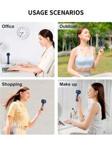 1pc Portable USB Rechargeable Mini Fan, 3-Speed Adjustable Quiet Handheld Fan For Eyelash Extension Drying, Air Conditioner Cooling (Blue) - Blue - View 8