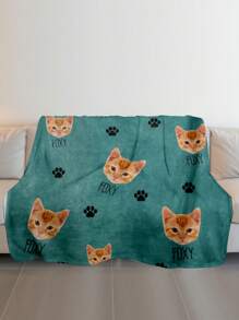 1pc Customized Face/Name Blanket , Personalized Face/Name Blanket For Christmas Gifts , Personalized Christmas Bedding Blanket, Dinosaur Background Blanket, Blanket Use For Bedding/Sofa/Indoor/Outdoor, Friend Gift, Family Gift, Birthday Gifts, Gift For Friend, Gift For Her,Gift For Girlfriend, Gift For Boy, Catdad, Cutie, Picture Blankets Customized - Style 1 - View 5