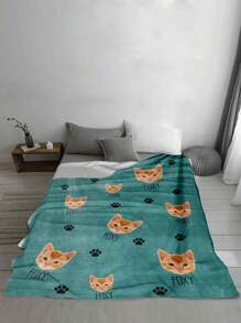 1pc Customized Face/Name Blanket , Personalized Face/Name Blanket For Christmas Gifts , Personalized Christmas Bedding Blanket, Dinosaur Background Blanket, Blanket Use For Bedding/Sofa/Indoor/Outdoor, Friend Gift, Family Gift, Birthday Gifts, Gift For Friend, Gift For Her,Gift For Girlfriend, Gift For Boy, Catdad, Cutie, Picture Blankets Customized - Style 1 - View 4