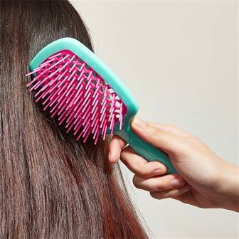 1 pieza Peine de cabello con diseño cuadrado calado, cepillo de masaje para el cabelludo, cepillo de peinado de rejilla de dientes anchos, adecuado para todo tipo de cabello, regalo de San Valentín/cumpleaños para mujer, novio/novia