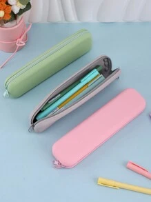 1/2个装硅胶彩色铅笔盒，精美可爱铅笔盒，学校用品时尚铅笔袋，文具和学习用品 - 彩色 - 查看 2