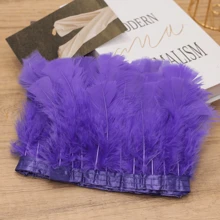 1 yarda de Ribete de tela con plumas de pavo totalmente emplumadas de estilo clásico, accesorio DIY hecho a mano y colorido para decoración de Halloween, fiesta festiva, boda, disfraz de baile, bolso, tocado, decoración de manga