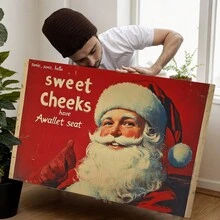 Humorous Santa Canvas Wall Art, Perfect Quirky Decor For Office And Cafe - Framed - View 2