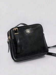 New Autumn And Winter Retro Sunflower Multi-Compartment Multi-Functional Bag, Summer Oil Leather Small Square Bag, Fashionable, Casual And Versatile, Travel, Commuting, Shoulder, Dating, Diagonal Cross, Women's Gift Small Bag, Simple, Easy To Match, Small Bag, Elegant, Multi-Color