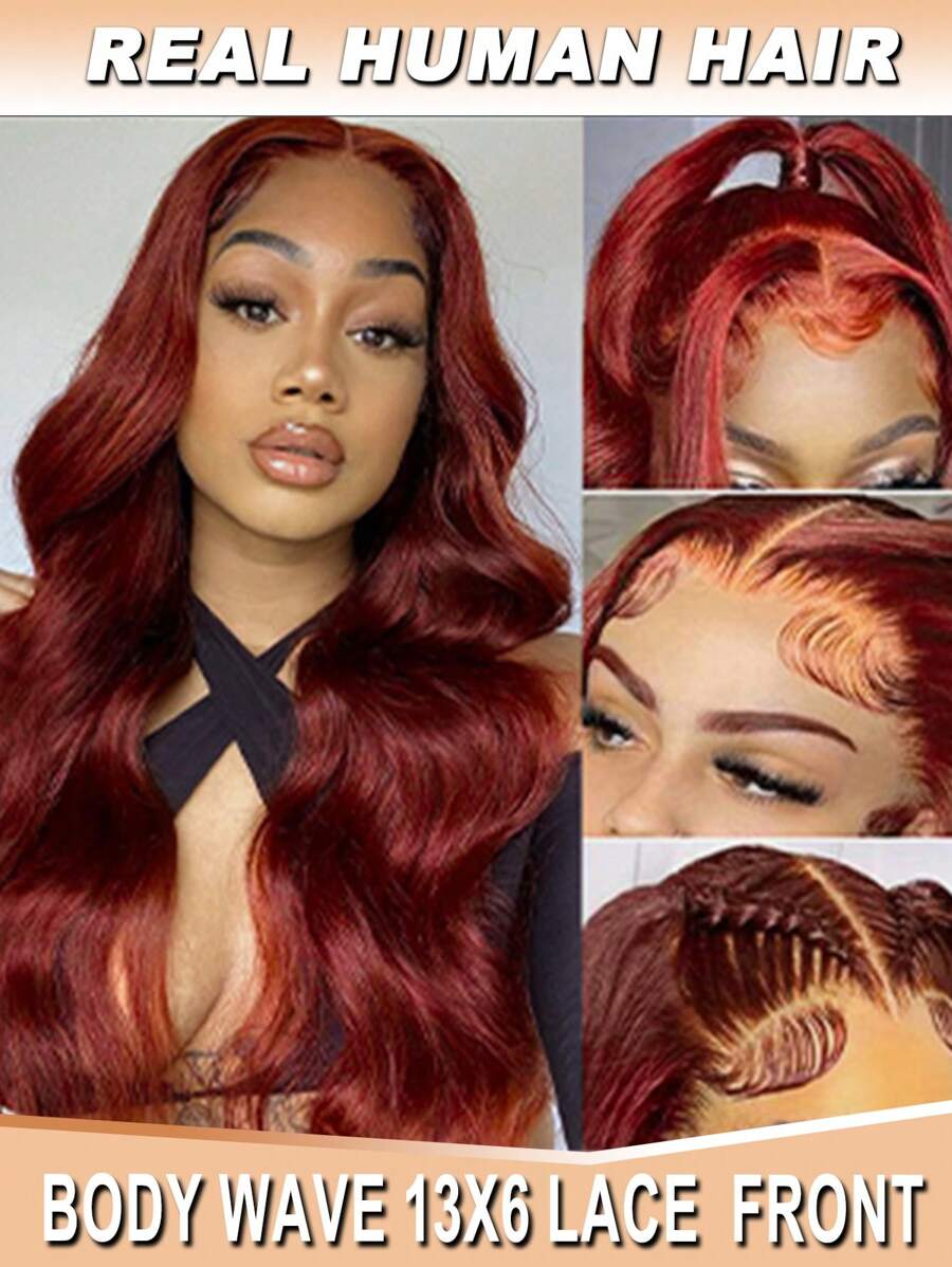 Reddish Brown Lace Front Human Hair Wigs 13x6 HD Transparent Body Wave