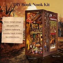 3D Wooden Puzzle Bookshelf Set, Room Bedroom Decor Insertable Ornaments, DIY Handmade Assembly Building Model Toy Miniature Kit, Wooden Craft Christmas Gift - Multicolor - View 3