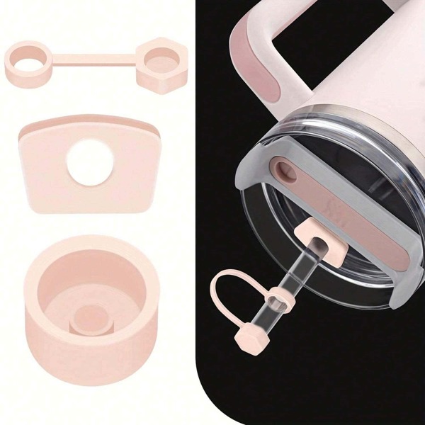 6pcs/3pcs Silicone Anti-Spill Lid Set With Round Spill-Proof Lid And Rectangular Lid, Straw Cover, Compatible With 30oz/40oz Cups, Leakproof Sealing Accessories, Holiday Party Gift, School Supplies