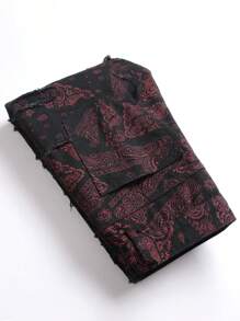 Men's Fashion Printed Fringe Jeans, Grunge - Black - View 9