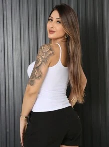 Women's Strappy Tank Top, Plain Basic Blouse Strappy Blouse, Plain Basic Tank Top - 白色 - 查看 4