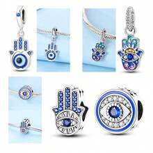 Palm Eye Charm Beads 925 Sterling Silver Palm Spinning Eye Charms Pendant Fit Original Bracelet Necklace Fine Jewelry Making DIY Perfect Gift