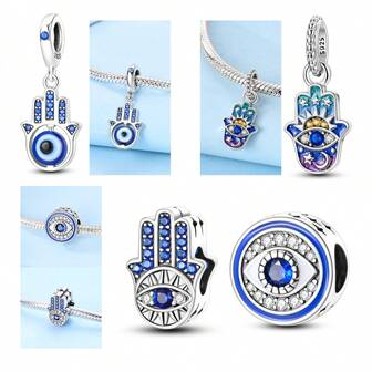 Palm Eye Charm Beads 925 Sterling Silver Palm Spinning Eye Charms Pendant Fit Original Bracelet Necklace Fine Jewelry Making DIY Perfect Gift