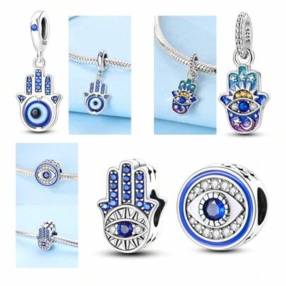 Palm Eye Charm Beads 925 Sterling Silver Palm Spinning Eye Charms Pendant Fit Original Bracelet Necklace Fine Jewelry Making DIY Perfect Gift