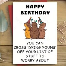 Tarjeta de cumpleaños de Capibara divertida para amigos y hermanos - Tarjeta de saludo humorística "Quítate de morir prematuramente" con sobre y pegatinas de amor - Papel de alta calidad, idea de regalo creativa y única - Multicolor - Ver 1