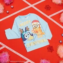 Bluey Christmas Sweatshirt Crewneck Sweater Long Sleeves Cosy Xmas Jumper - Blue - View 2