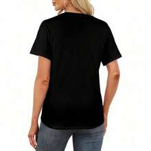 Camiseta para fans del K-Pop: cuello redondo casual, manga corta, perfecta para primavera y verano - Negro - Ver 2