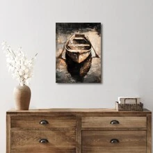 Charming Boat On Water Oil Painting - 11.8x15.7" Wooden Framed Canvas Wall Art For Living Room, Bedroom, Office, Or Hallway Decor, Perfect For Room Decor