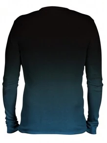 Herren Langarm-T-Shirt mit Farbverlauf Muster, Sport-Oberteil, Rundhalsausschnitt, Lässig und Sportbekleidung, Komfort das ganze Jahr