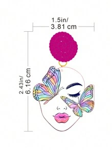 Pink Snail 时髦的手工种子珠耳环，可爱的蝴蝶和脸部设计，送给她的礼物 - 情侣、情人节、圣诞节、新年、生日、动物爱好者、丙烯酸树脂吊坠耳环，适合女士和女孩、夏季、冬季、度假、节日、海滩派对情人节、妈妈、母亲、母亲节、礼物