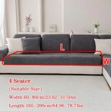 1pc Plush Fabric Anti-Slip Sofa Seat Cover Cushion, Soft And Skin-Friendly, Pet-Friendly Design, Fits L-Shaped Sofa, 1/2/3/4-Seat Sofas, Simple And Modern Style, Suitable For All Seasons (Sold Individually) - Dark Grey - View 14