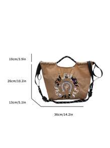 3 种尺寸包包,复古时尚手提包,大容量可重复使用购物袋,女士新款刺绣手提包,高端单肩包。配套刺绣包包、手提包、链条包、夏日节日礼物。适合女士、旅行、工作和办公室、舞会、派对、周末和假期、旅行度假必备品 - 彩色 - 查看 6