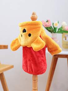 1 件适合小型犬/猫的宠物服装，可爱法兰绒变形服装 - 红色/黄色熊 - 紅色 - 查看 6