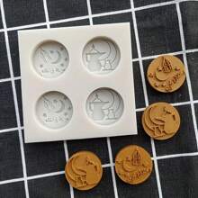 1pc Festival Moon & Arabic Text Silicone Mold, Suitable For Cake, Chocolate And Soap - DIY Baking Tool, - Multicolor - View 1