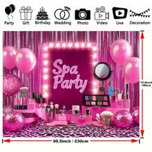 1 Stück pinke Make-up Geburtstags Wand Dekoration, geeignet für Hochzeiten, Geburtstage, Jahrestage, Bar/Volljährigkeits-Zeremonien, allgemeine Feiern - kein Strom nötig, Mehrzweck Polyesterbanner - einfach aufzuhängen, personalisierbar, perfekte Hintergrundwand Dekoration - Spa Party Hintergrund - perfekte Wahl für verschiedene Anlässe!