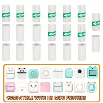 Thermisch papier MINI Printing Zelfklevende/geen-sticker Label Sticker voor Mini Printers Pose Machine Mini Camera Stickers 57mm Breedte Rollen Voor M02/T02/M04AS/M04S Draagbare Printer Mini Printer Voor Dagboek Foto Tekst Notities, Foto's Plakboek