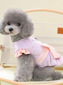 圣诞礼物可爱冬季小狗衣服保暖女童公主狗猫连衣裙宠物甜美裙子小型犬服装宠物连衣裙大号蝴蝶结秋冬小狗连衣裙飞袖两腿小型中型犬幼犬猫装宠物用品