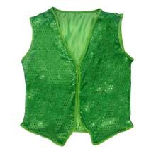 1 st. Ierse groene St. Patrick's Day klaver performance sequin gilet vest, feestkostuum