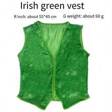 1 st. Ierse groene St. Patrick's Day klaver performance sequin gilet vest, feestkostuum