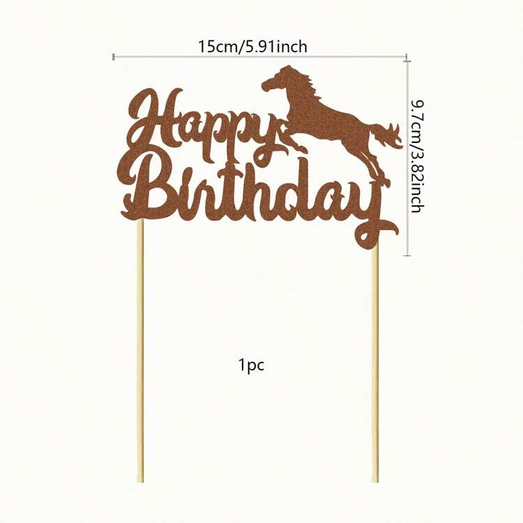 1 st. Häst Grattis på födelsedagen tårtdekoration djur häst tårtplockare för ridtema födelsedagsfesttillbehör tårtdekorationer tillbehör - Multifärgad - Visa 4