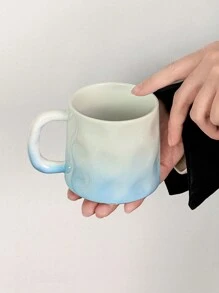 1 件简约创意手工纹理奶油色陶瓷杯，大容量家用杯，饮用水/办公室/早餐，优雅奶油咖啡杯返校