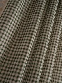 Bubaba 1pc Green Plaid Print Curtain, Simple Fresh Cute Style Beige Tassel Blackout Curtain, Suitable For Kids Room, Dining Room, Hotel Bedroom, Holiday Party, Boho Style