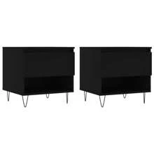 Stylish Black Engineered Wood Coffee Tables Set Of 2 Modern Design 50x40 Cm Perfect For Living Room - Black - View 2