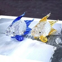 1 pieza Figurita de pez de cristal dorado - Austicioso y Bendecido, Adecuado para decoración del hogar, escritorio de oficina, regalo de Año Nuevo, regalo del Día de San Valentín, regalo festivo