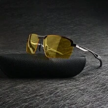 Polarisierte Nachtsichtbrille mit Metallrahmen - Nachtsichtbrille - für Herren Damen Outdoor Sport Party Urlaub Reisen Fischen Dekorationen Fotoprops, ideale Geschenkwahl für Sommerurlaub am Strand, Outdoor, Reisen