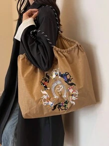 3 种尺寸包包,复古时尚手提包,大容量可重复使用购物袋,女士新款刺绣手提包,高端单肩包。配套刺绣包包、手提包、链条包、夏日节日礼物。适合女士、旅行、工作和办公室、舞会、派对、周末和假期、旅行度假必备品 - 彩色 - 查看 10