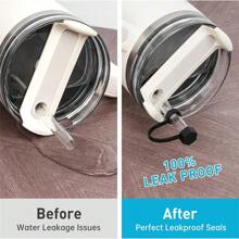 硅胶防溢塞套装适用于 2.0 30 盎司和 40 盎司杯子，带吸管盖（激情粉红黑色和白色）配件吸管﻿ - 彩色 - 查看 6