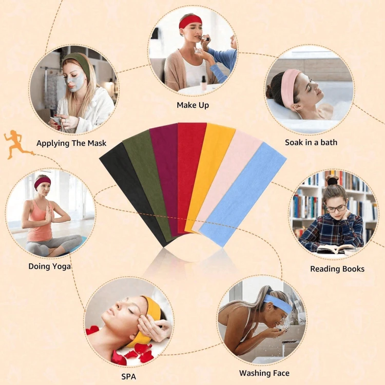 18pcs Women Multicolor Sporty Stretchy Sweat-Wicking Headband Yoga Running Hair Accessories, Random Headbands For Women Non Slip - Fashion Sports Hair Bands For Women's Hair, 12/8/6/4pcs Soft Cloth Stretchy Headbands For Women For Workout Yoga Running Home Bathroom Decor Fall Decor Back To School Hair  - Multicolor - View 4